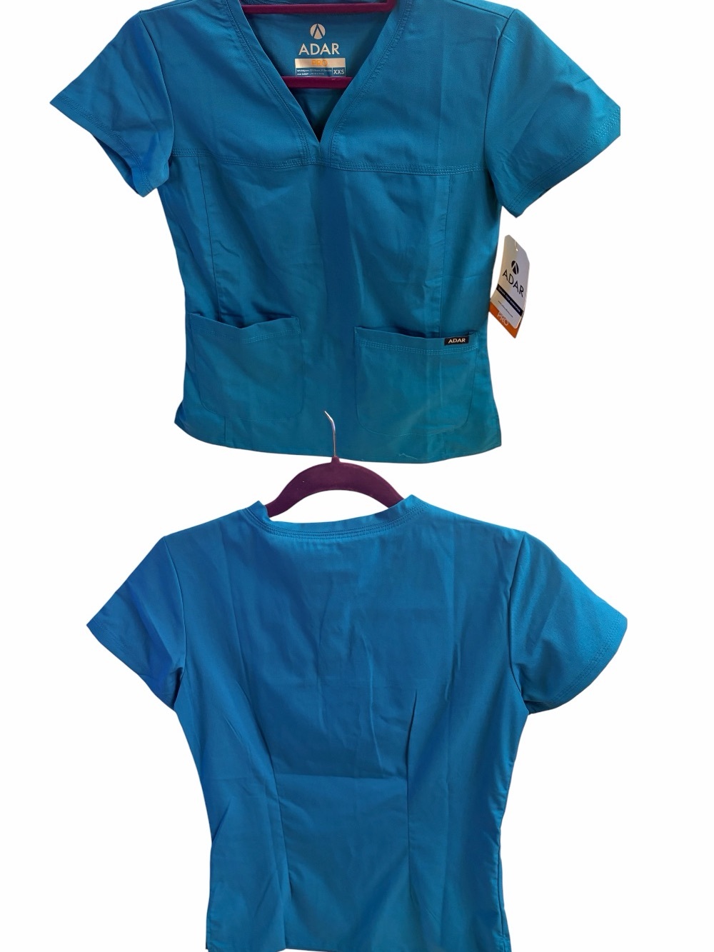 Ada Teal Blue V-Neck Short Sleeve Scrub Top